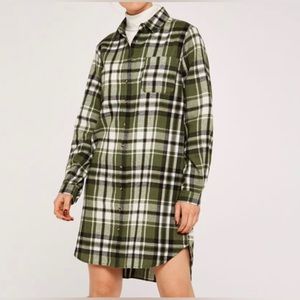 Plaid green midi dress